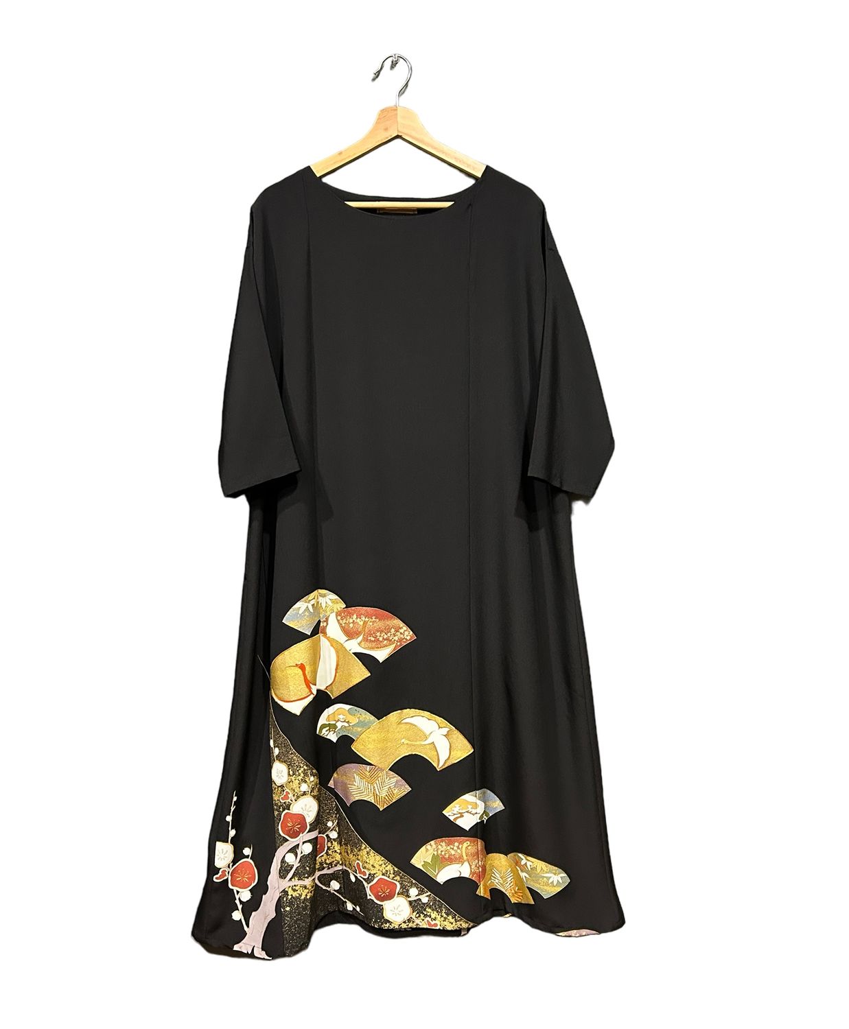Upcycled Silk Kimono Dress - Fan