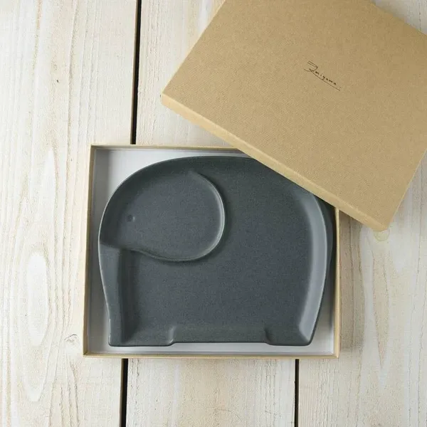 Mino Ware Divided Plate - Elephant