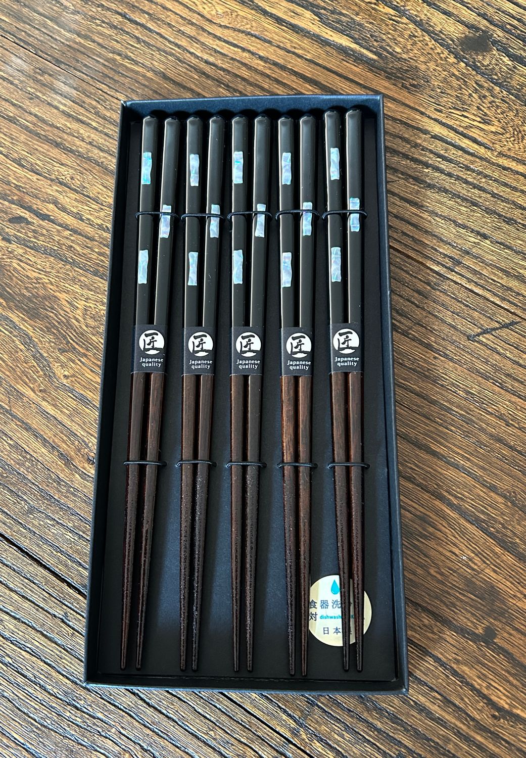 Chopstick Gift Box - 5 Pairs - 23 cm - Abalone Shell Design