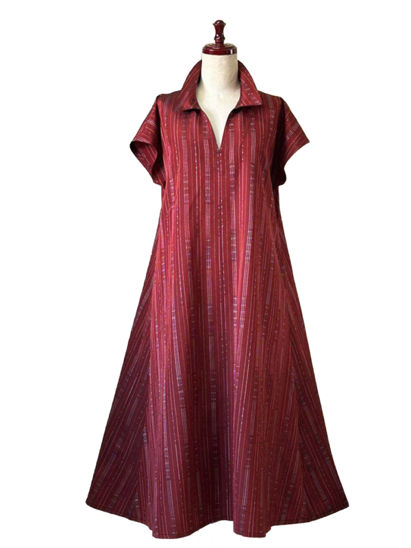 Silk Flare Dress - Red
