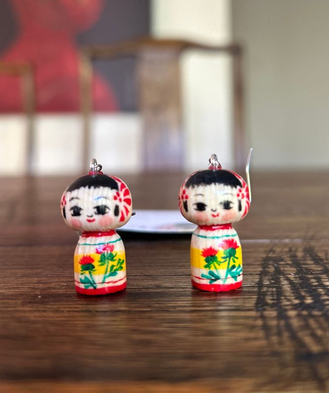 Kokeshi Doll Earrings - Benibana