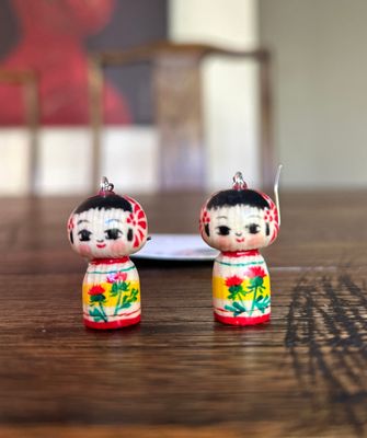 Kokeshi Doll Earrings - Benibana
