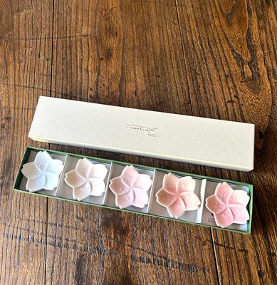 Chopstick Rest  - Cherry Blossom  -  set of five pieces