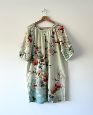 Upcycled Silk Tunic Top - Early Morning Chrysanthemum