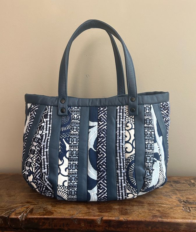 Upcycled Kimono and Leather Bag