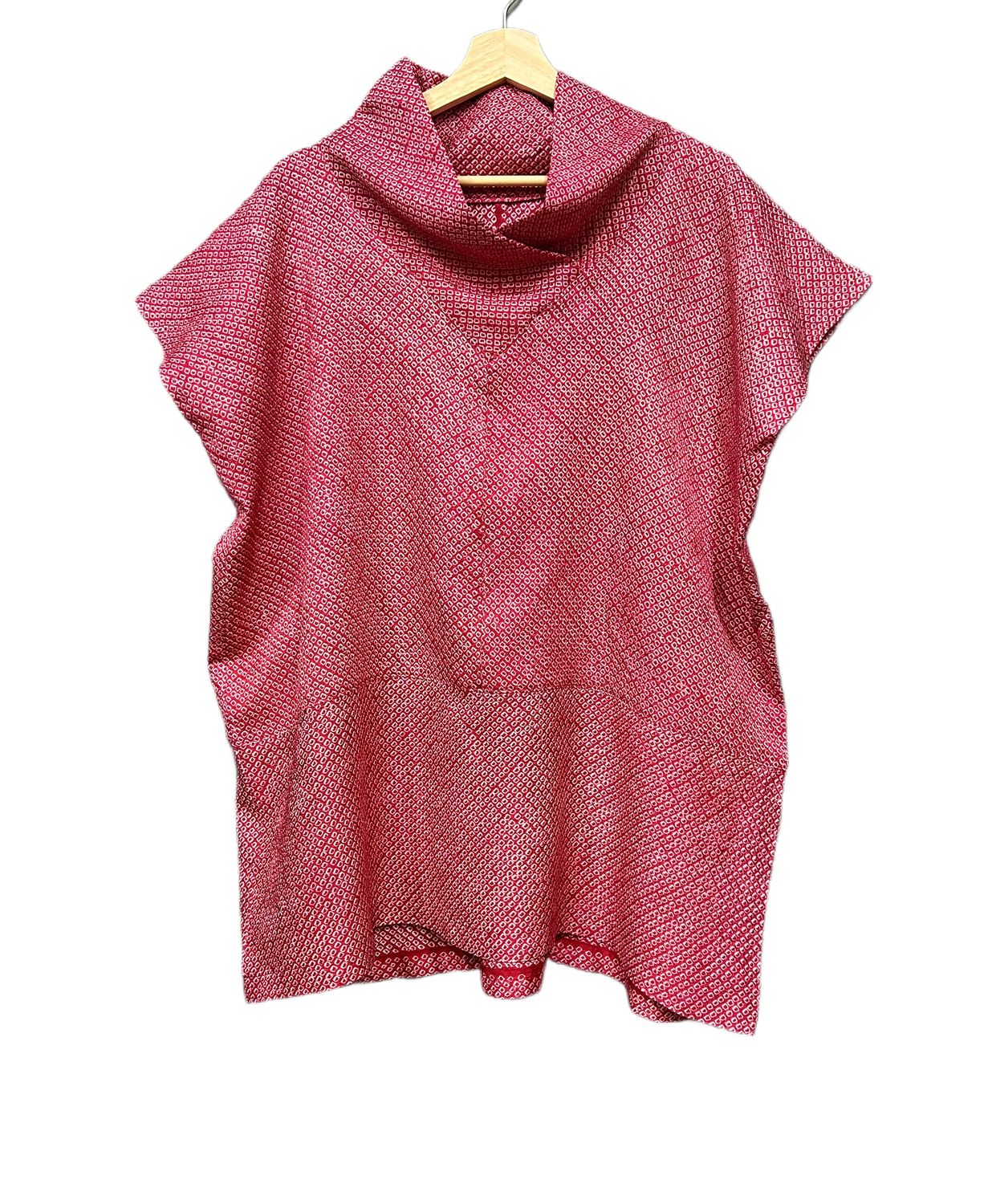 Upcycled Silk Kimono Tunic Top - Pink Floral