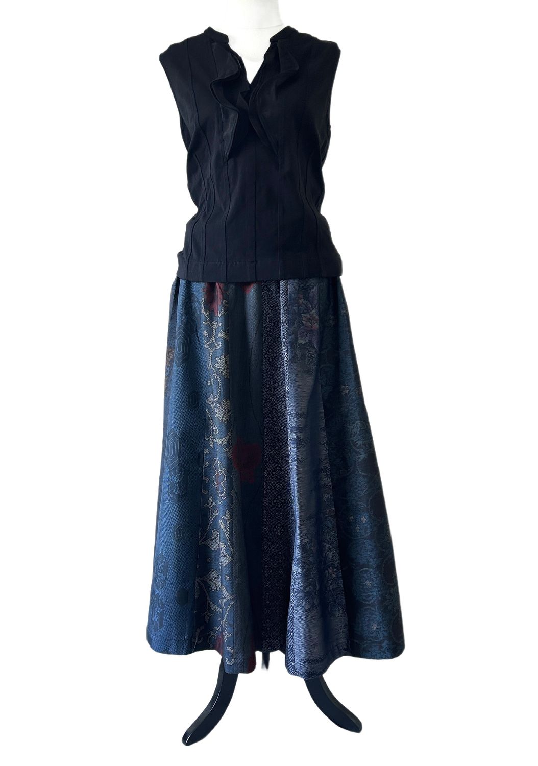 Upcycled Oshima Silk 16-piece Panel Flare Skirt