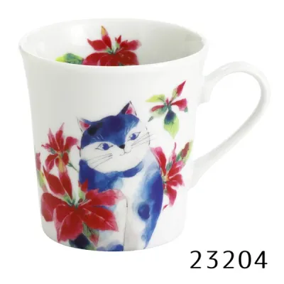 Cat Mug - Poinsettia
