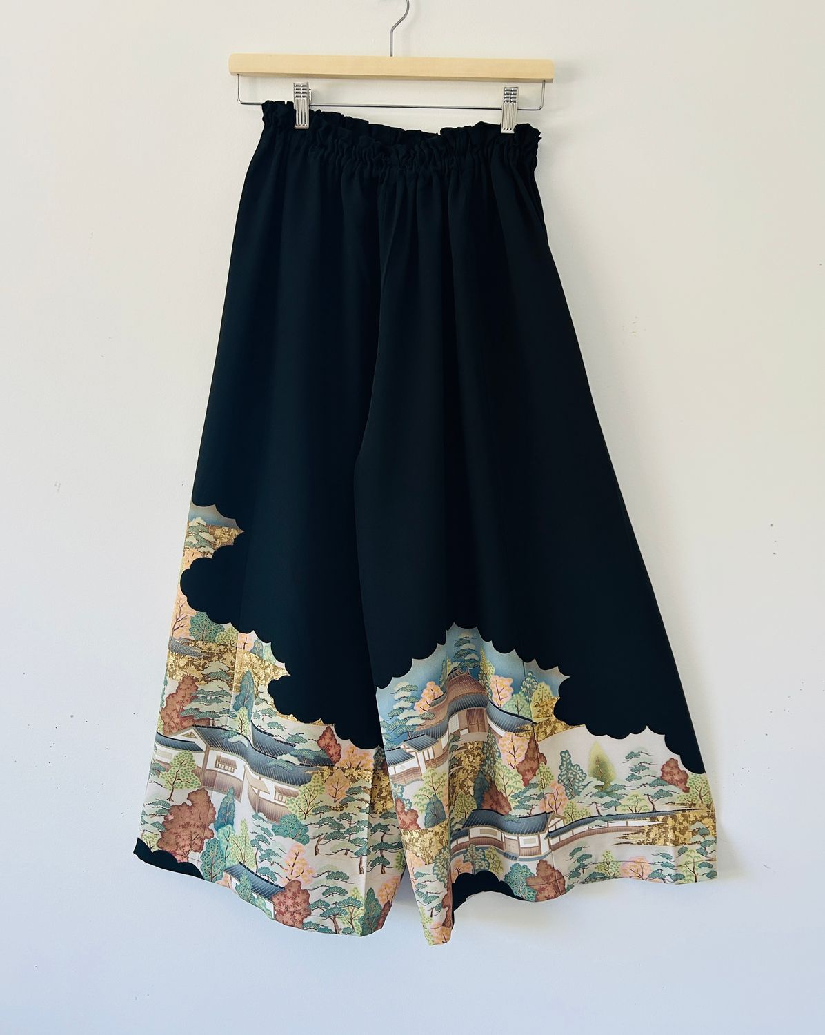 Up-cycled Silk Kimono Pants - Spring Landscape