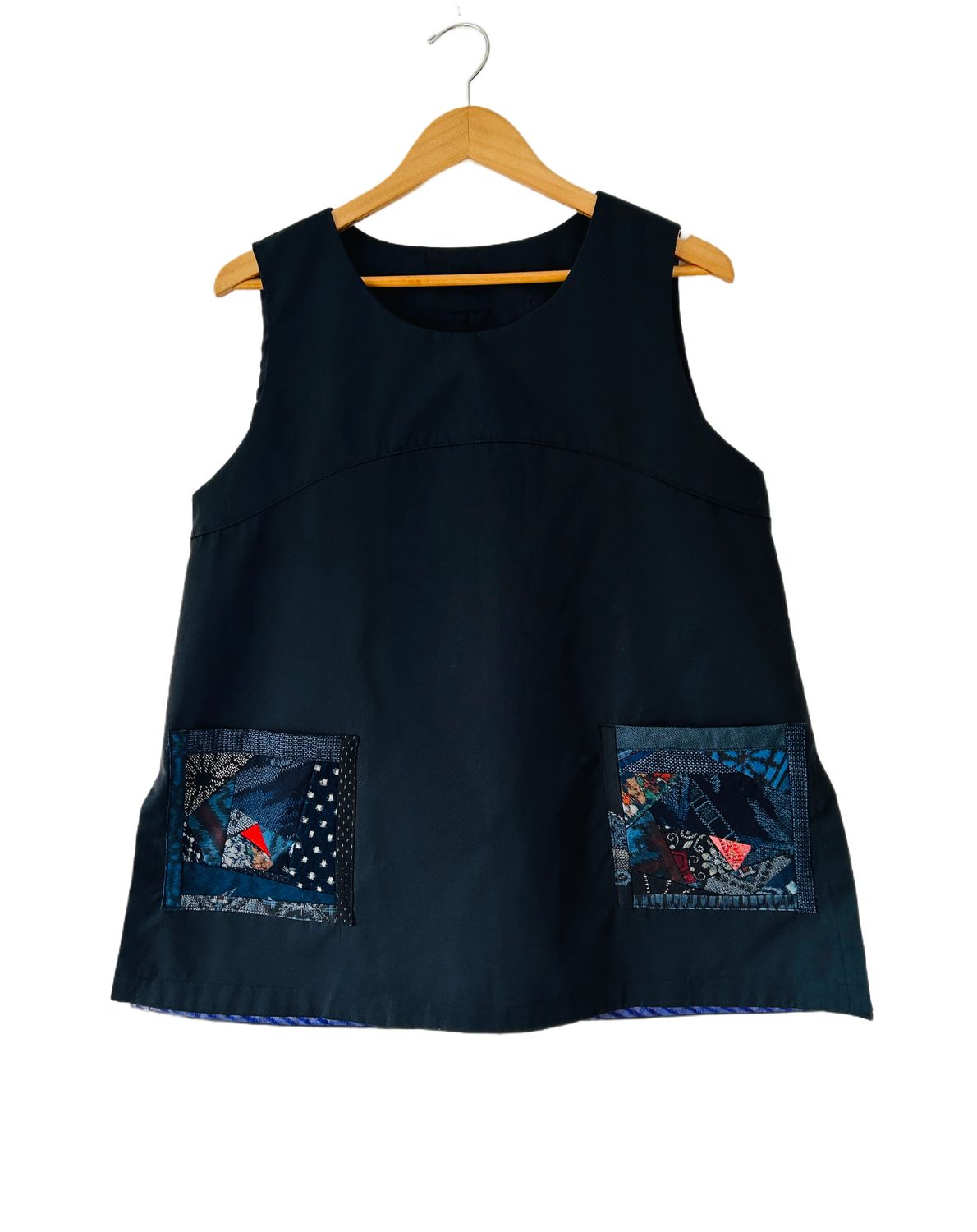Upcycled Kimono Vest with Oshima Silk and Cotton Patchwork