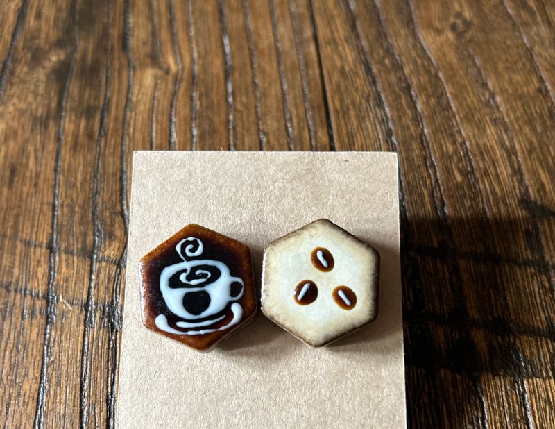 Mino Ware Earrings - Coffee
