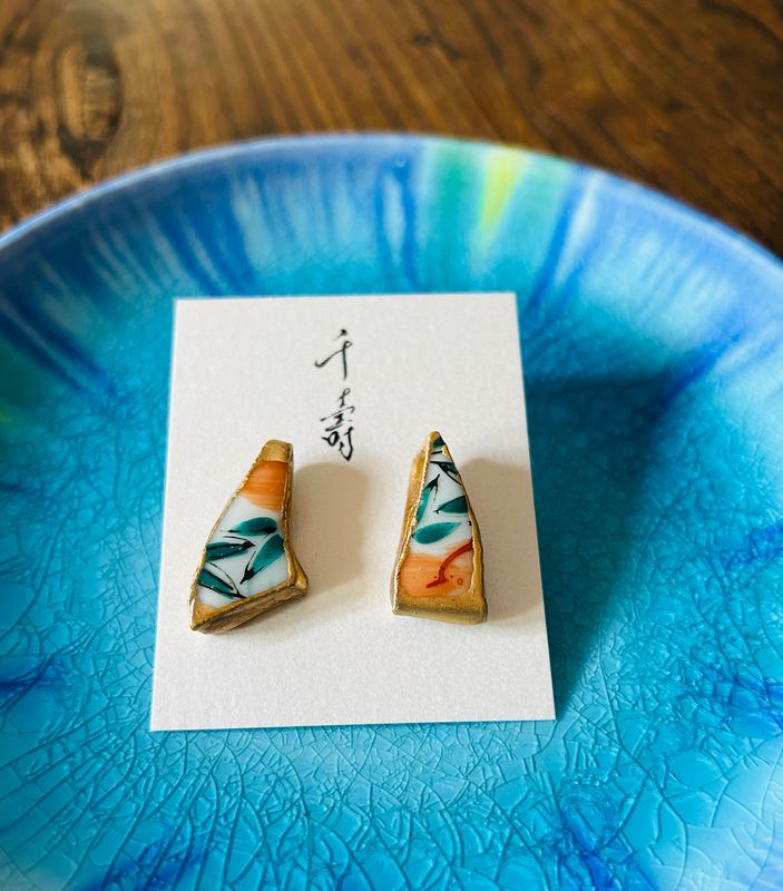 Kintsugi Earrings - Kutani Ware