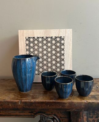 Premium Banko Ware Sake Set (Vessel + 5 Cups)