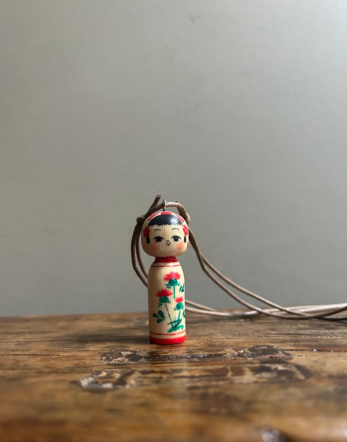 Hand-made Kokeshi Doll Necklace - Benibana