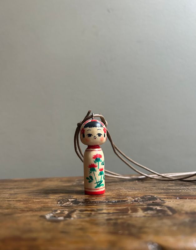 Hand-made Kokeshi Doll Necklace - Benibana