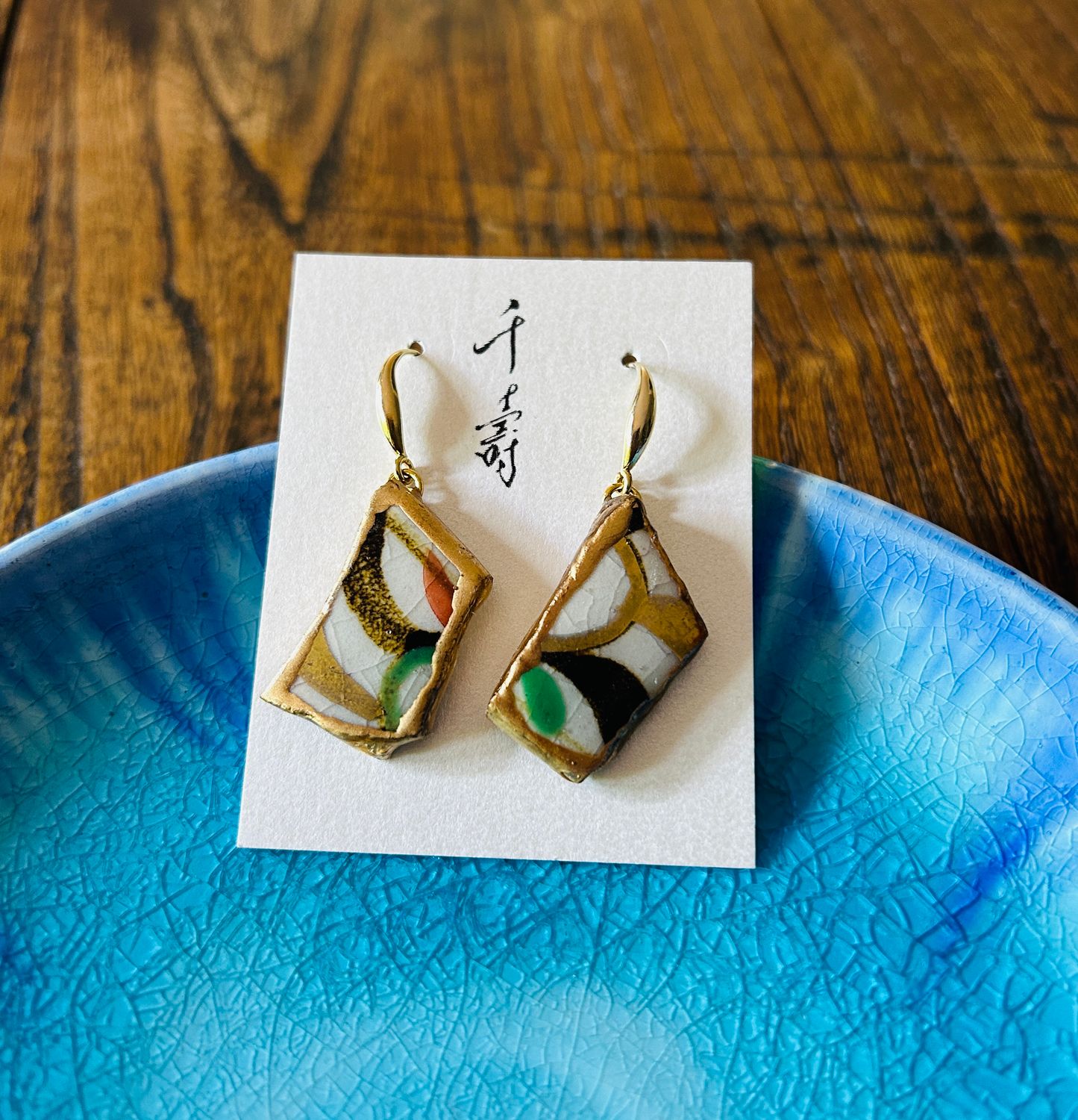 Kintsugi (金継ぎ）Hook Earrings - Ceramics