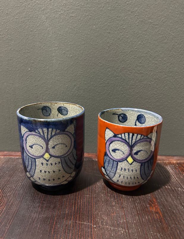 Hasami Ware Hand-painted Owl Cup  - Two Colours