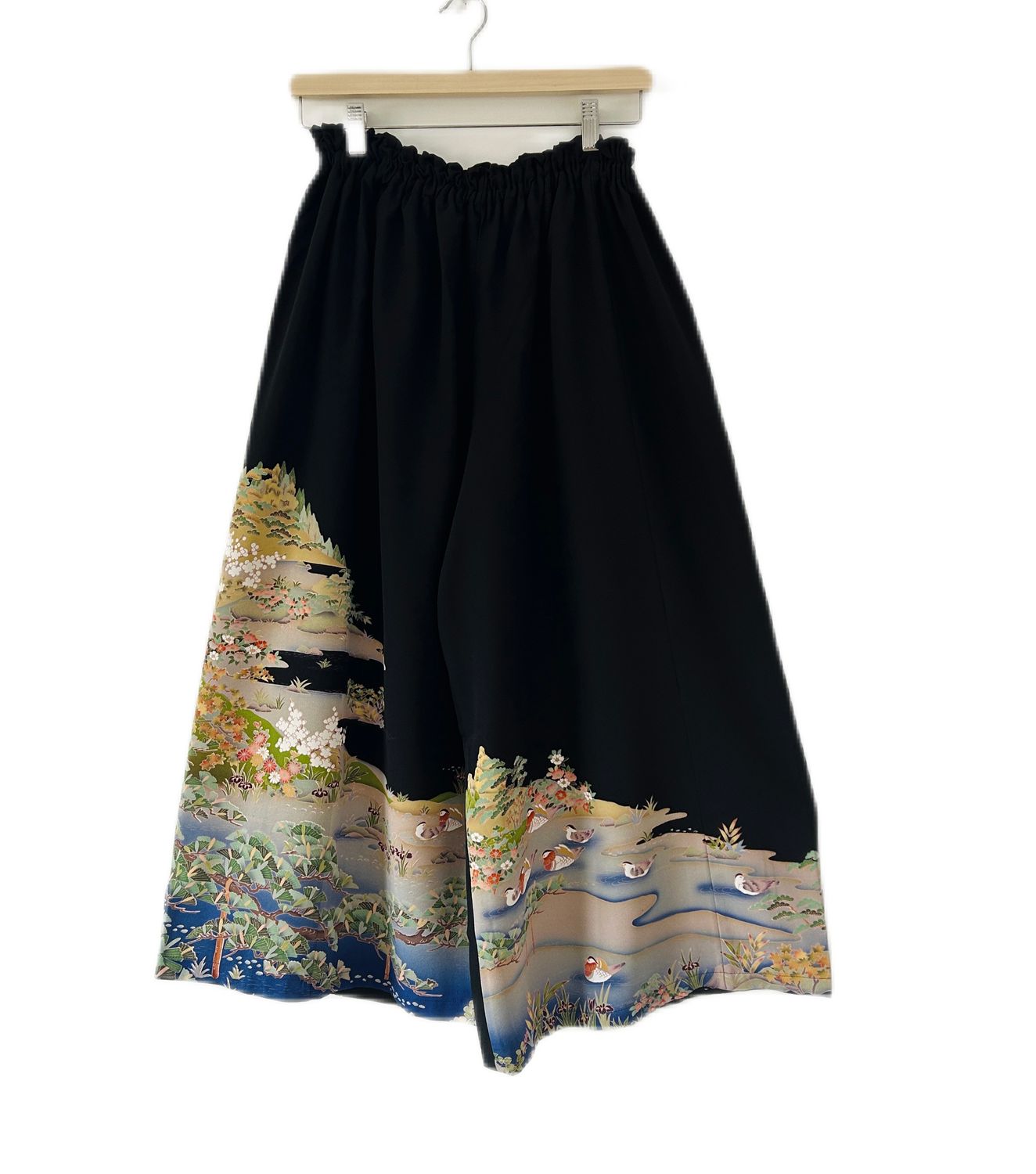 Upcycled Silk Kimono Pants - Pines, Blossoms &amp; Mandarin Ducks