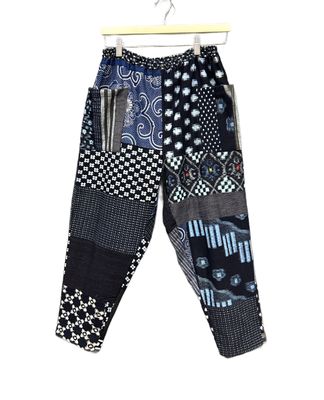 Monpe Style Vintage Kasuri Cotton Pants