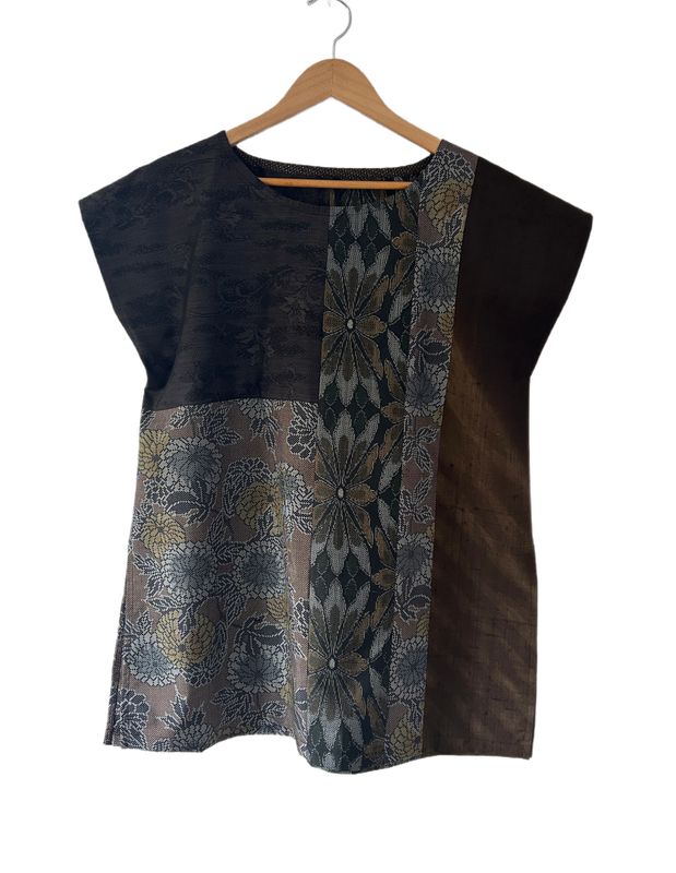 Vintage Oshima Silk Patchwork Top