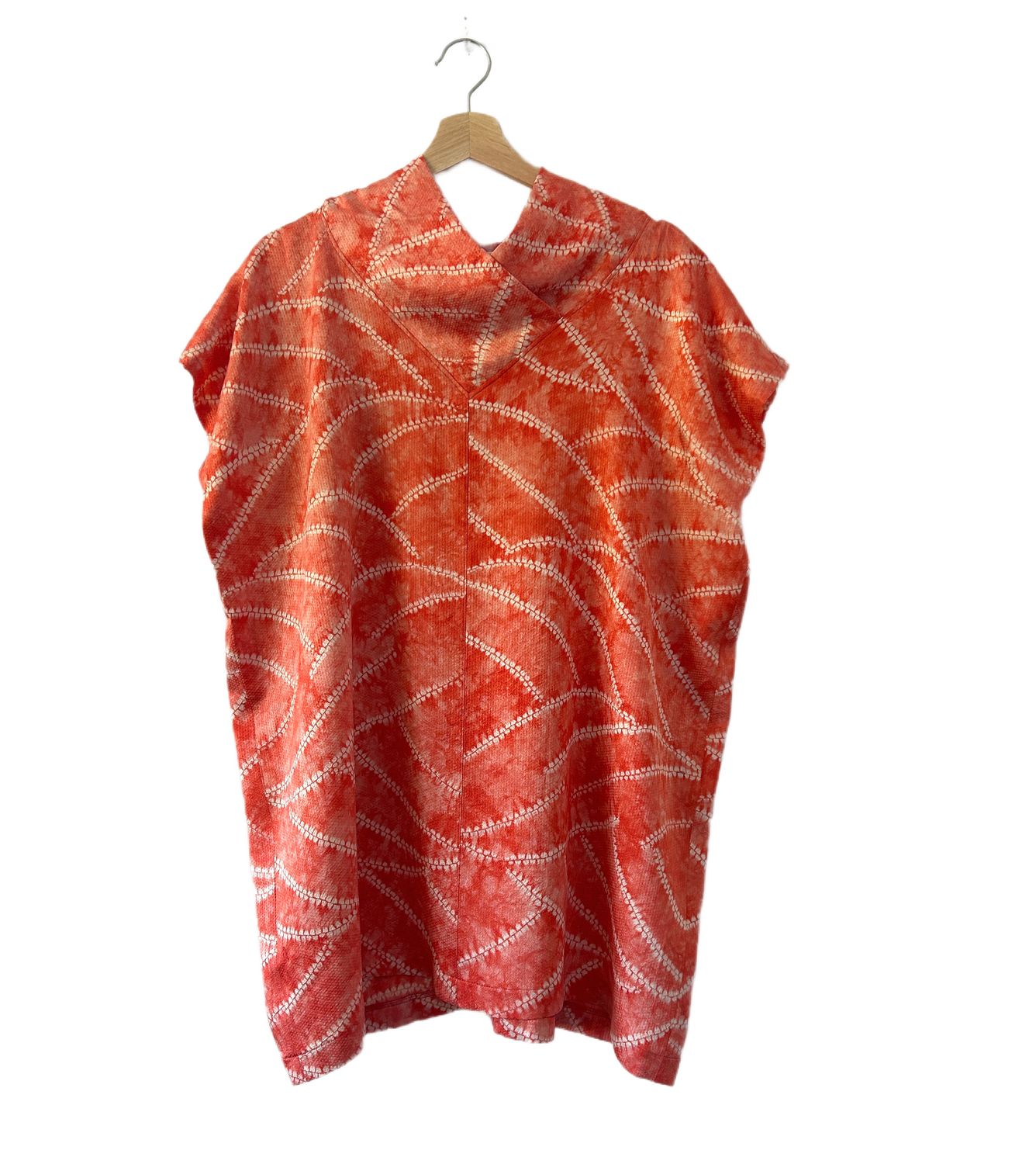 Upcycled Silk Shibori Tie Dye Kimono Top - Apricot