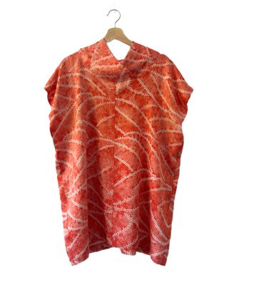 Upcycled Silk Shibori Tie Dye Kimono Top - Apricot