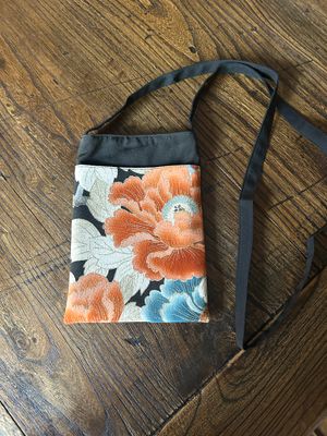 Upcycled Silk Kimono Pochette - Peonies