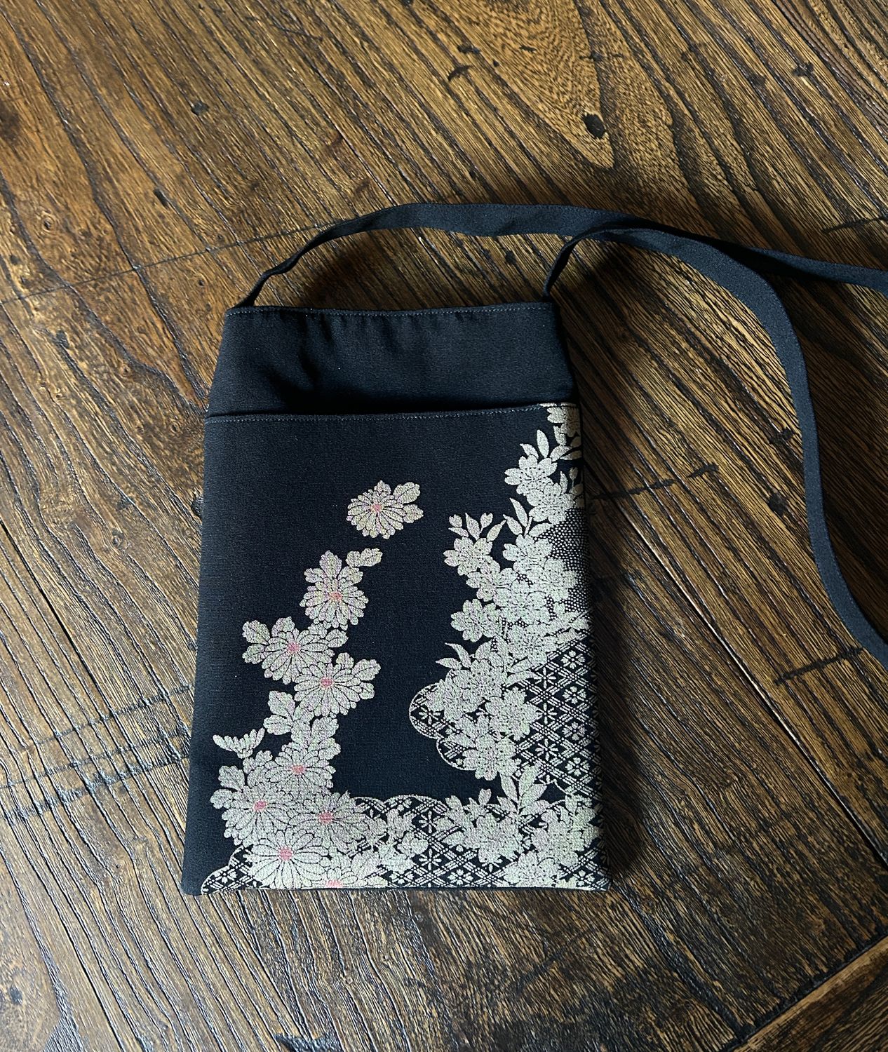 Upcycled Silk Kimono Pochette - Gold Blossoms