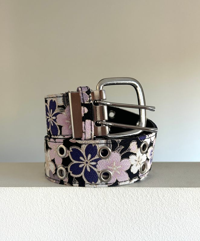 Kimono Inspired Belt - Cherry Blossoms/Pink &amp; Purple