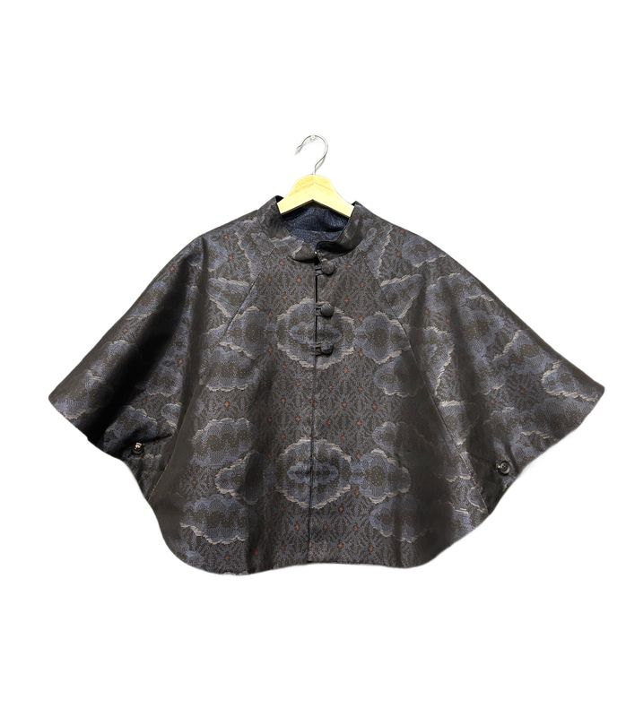 Upcycled Silk Kimono Reversible Poncho