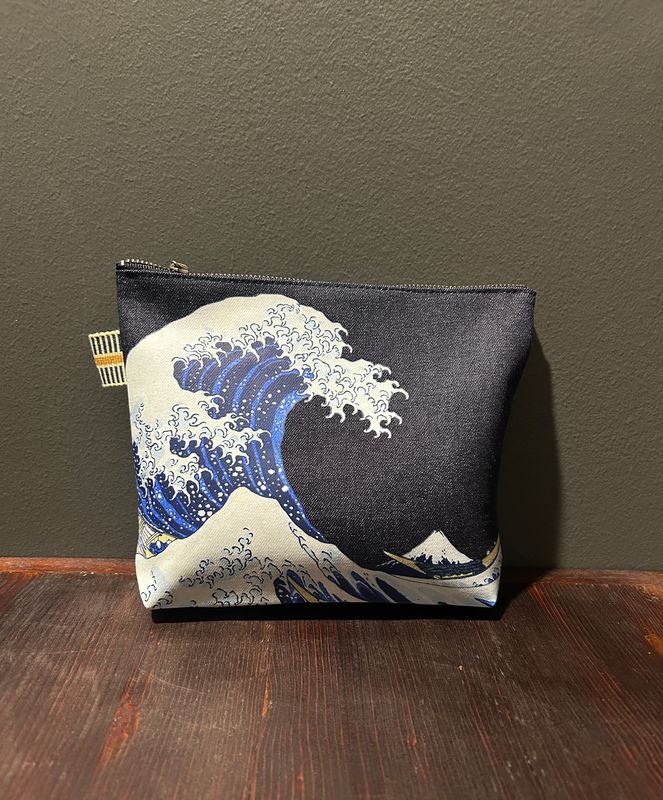 Denim Pouch - Hokusai Waves
