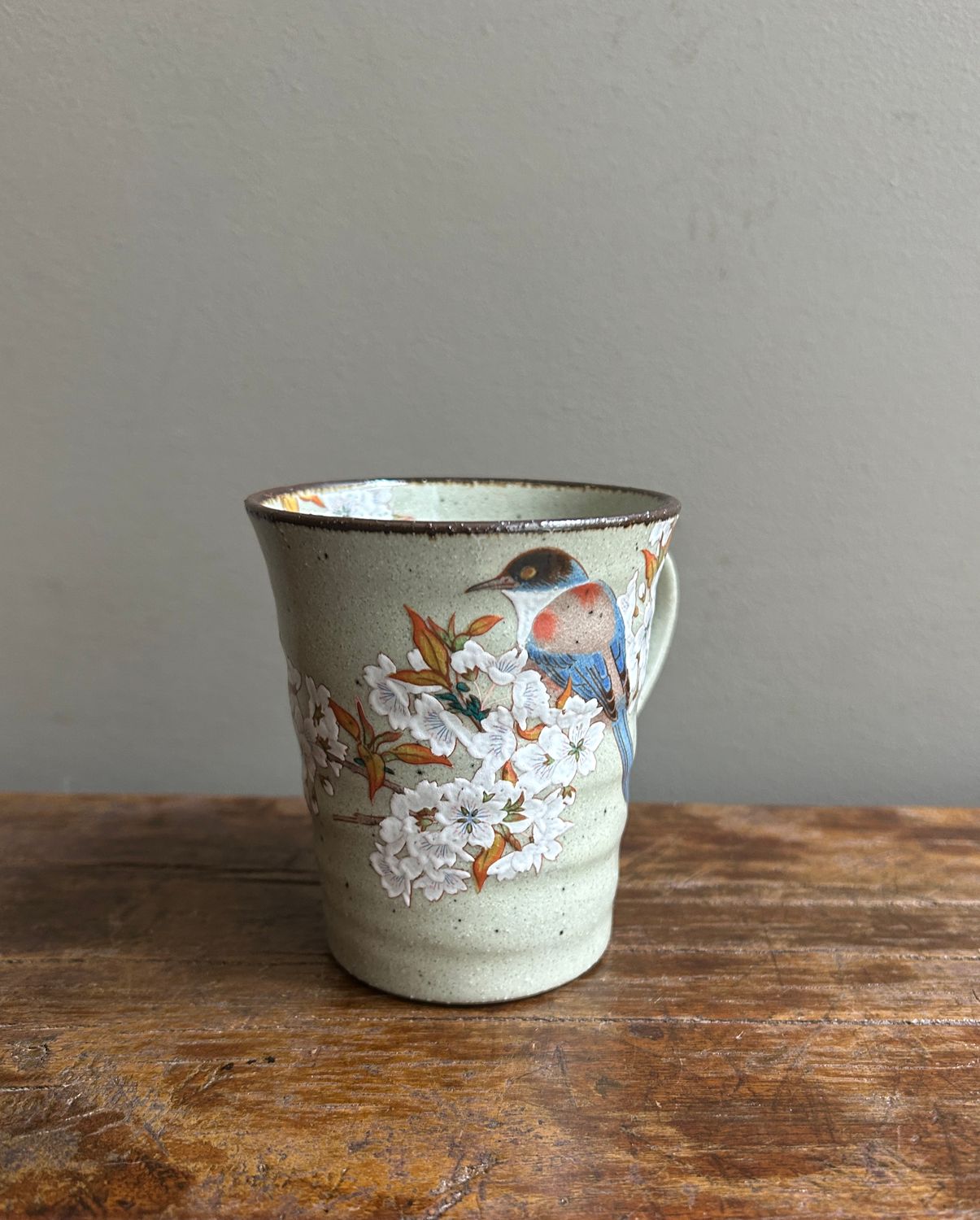 Kutani Ware Mug Cup - Cherry Blossoms &amp;  Birds