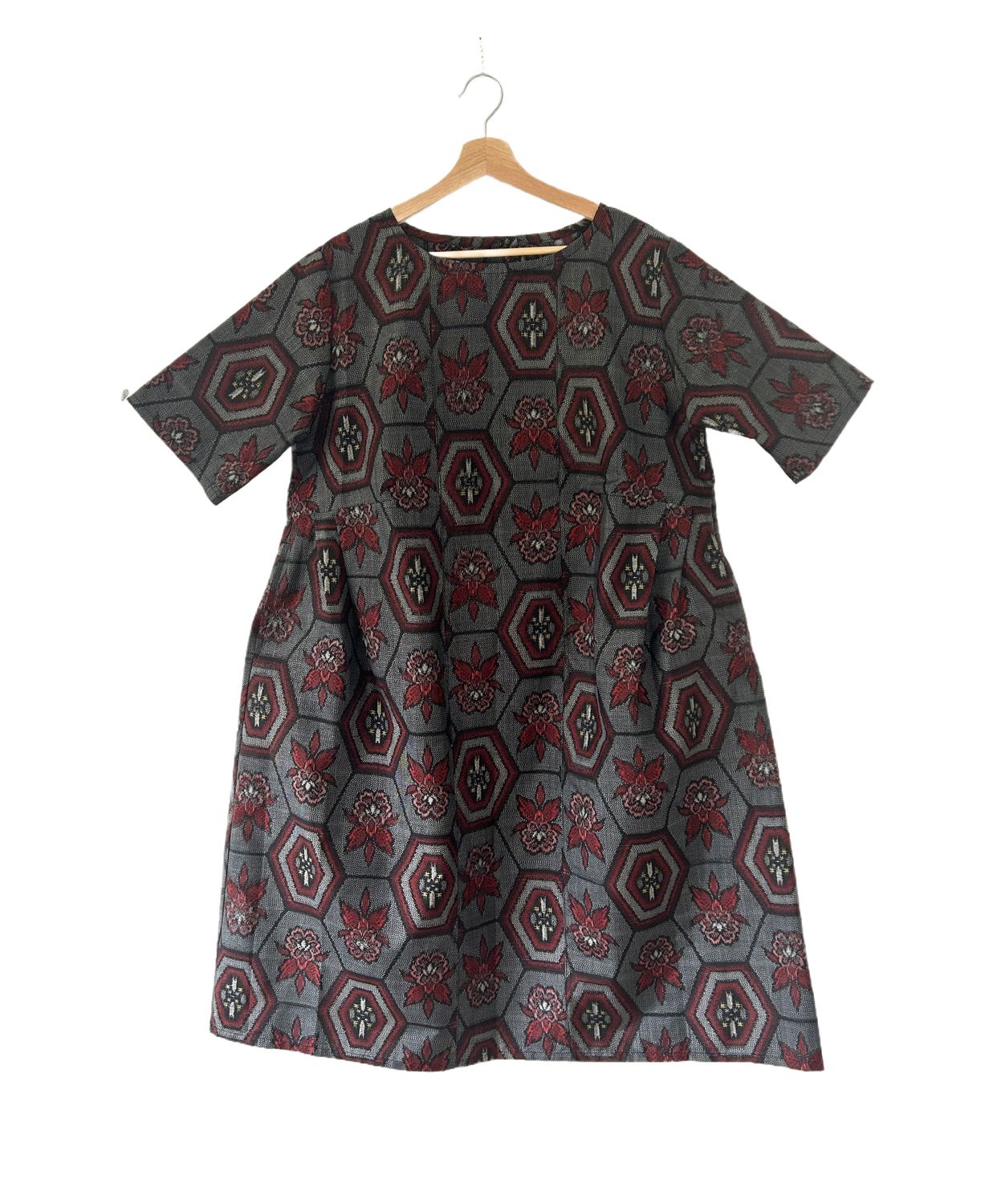 Upcycled Oshima Silk Tunic Top/Dress - Geometric