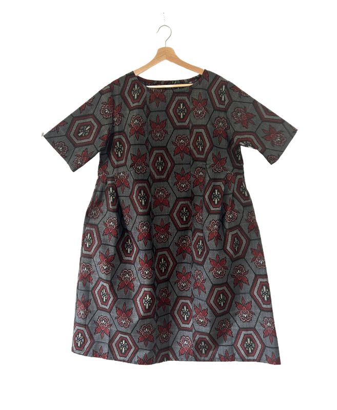 Upcycled Oshima Silk Tunic Top/Dress - Geometric