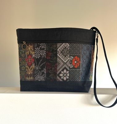 Vintage Oshima Silk  Panel Shoulder Bag