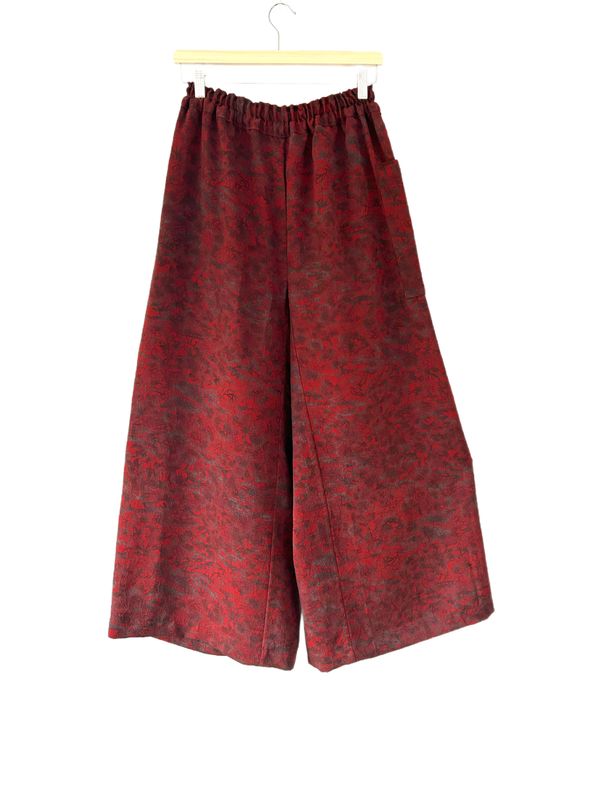 Upcycled Silk Kimono Pants - Red