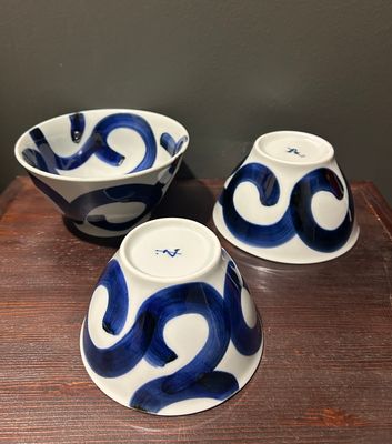 Hasami Ware Hand-painted Arabesque Bowl - Three Sizes