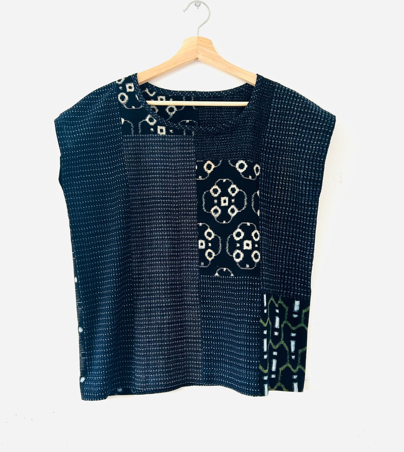 Vintage Kasuri Cotton Patchwork Top