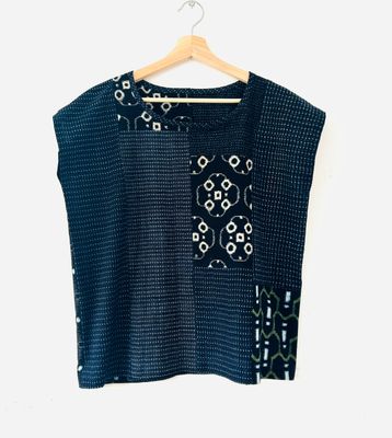 Vintage Kasuri Cotton Patchwork Top
