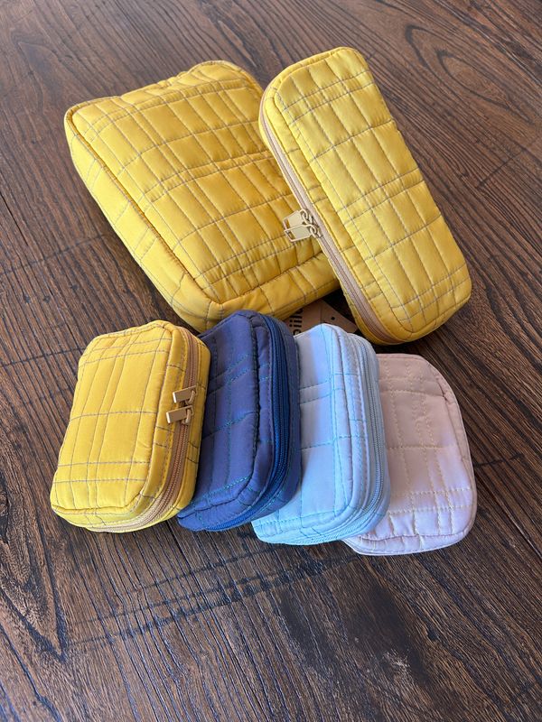 Quilted Mini Pouch (with mesh pockets inside) - Four Colours