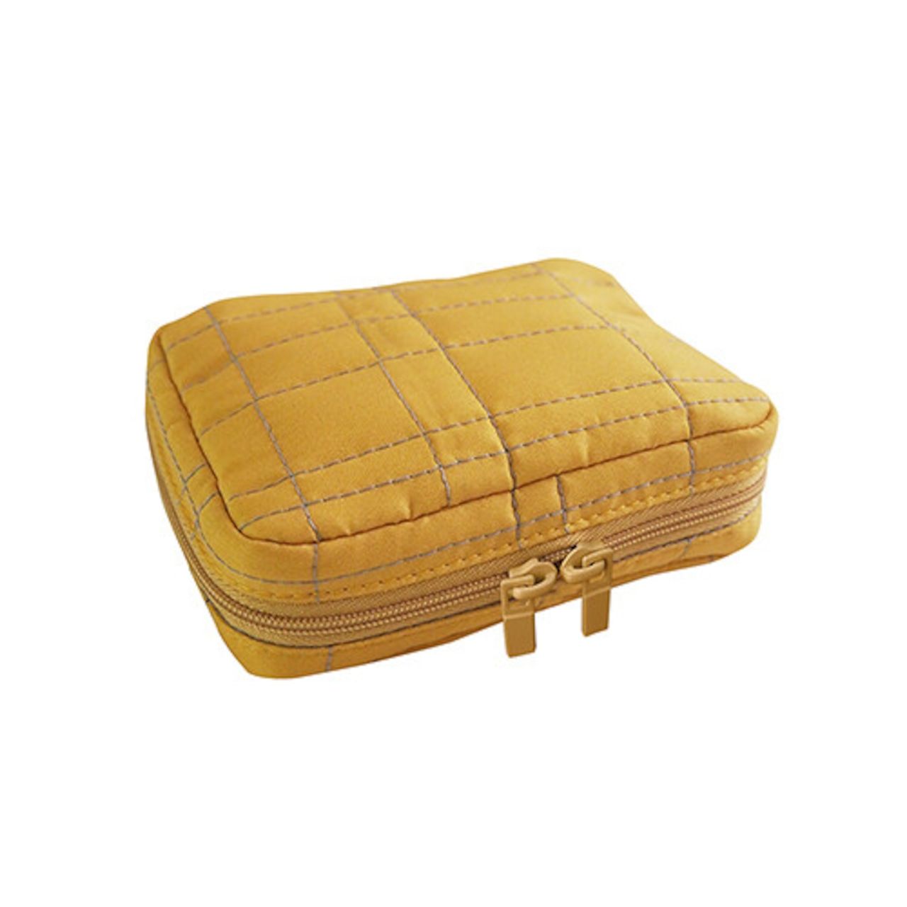 Quilted Mini Pouch (with mesh pockets inside) - Four Colours, Colour: Mustard