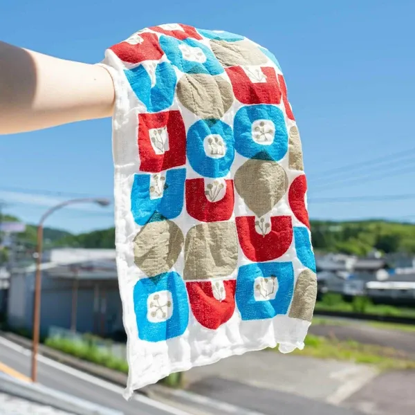 Kaya Fukin(蚊帳ふきん) Kitchen Cloth - Red &amp; Blue Flower