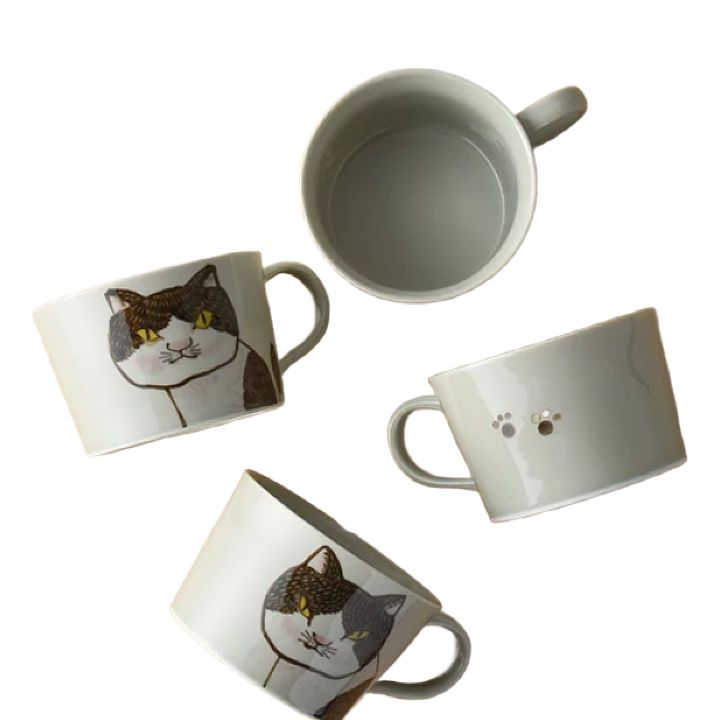 Hasami Ware Handpainted Cat Mug