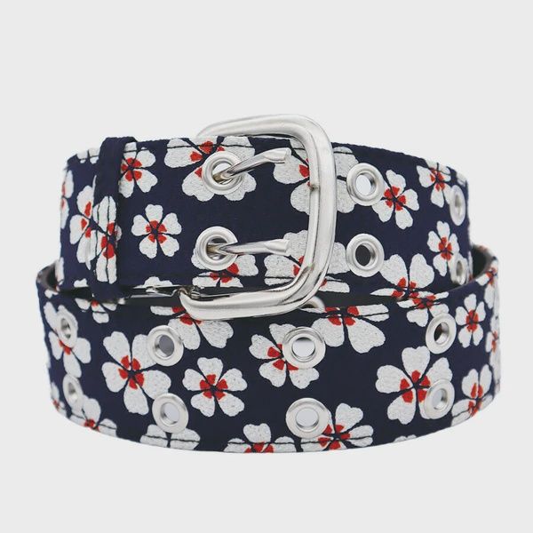 Kimono Inspired Belt - Navy/White Blossom