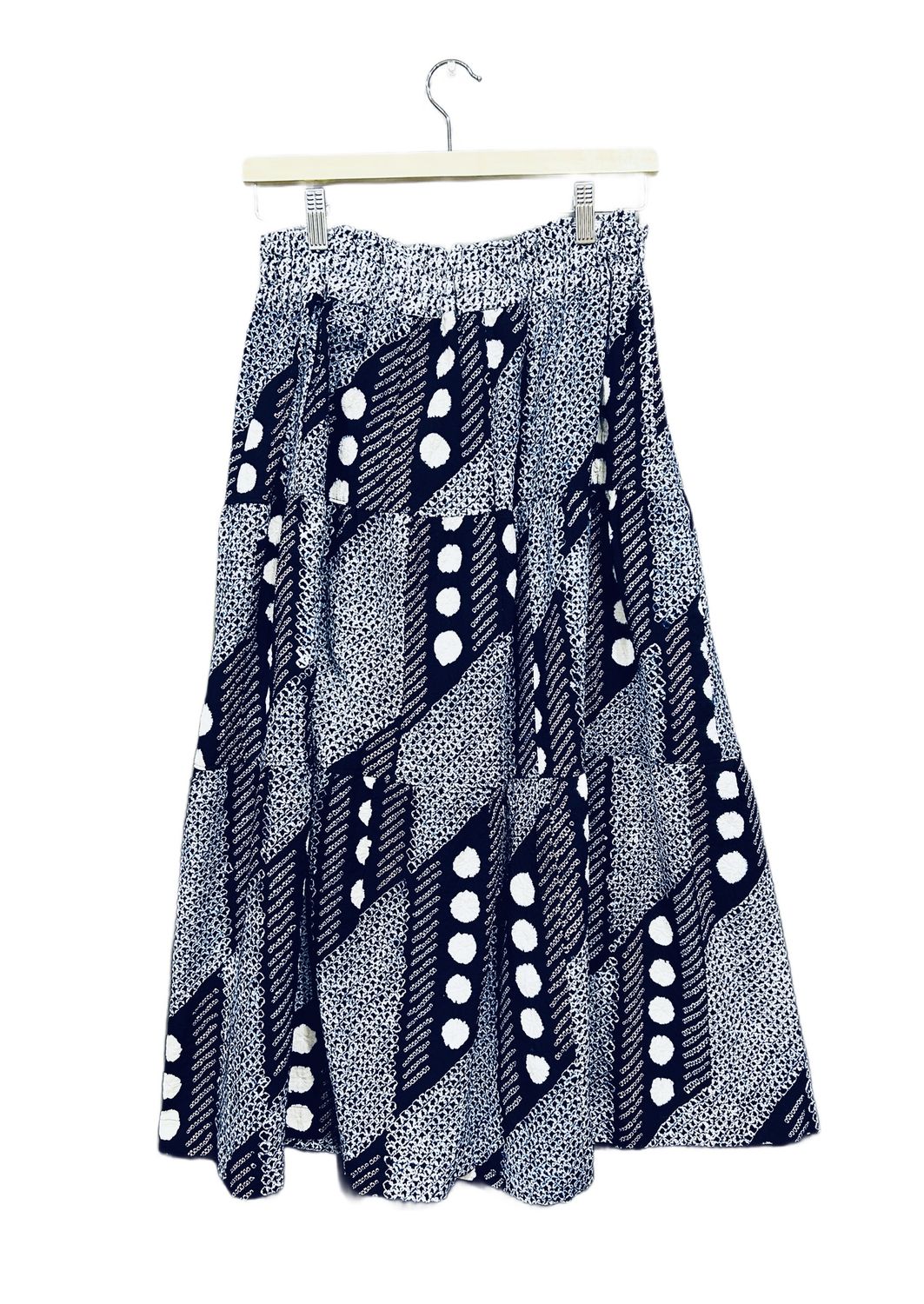 Arimatsu Tie Dye Cotton Tiered Skirt - Indigo/Pink
