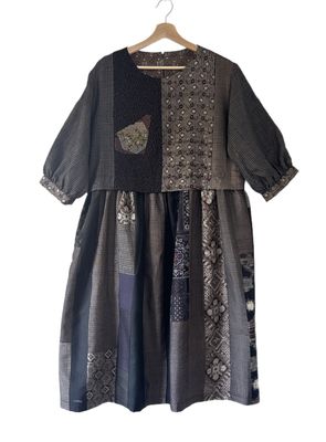 Vintage Mud Oshima Silk Collage Dress