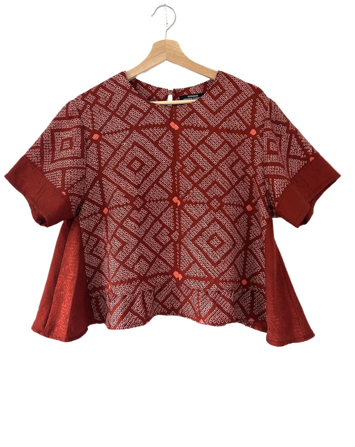 Shibori Dyed Red Silk Top