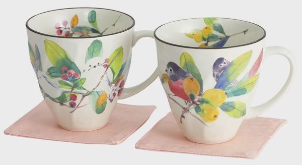 Chidori Pair Mug Set with Coasters