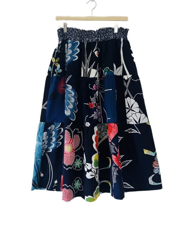 Vintage Yukata Cotton 52-piece Patchwork Skirt
