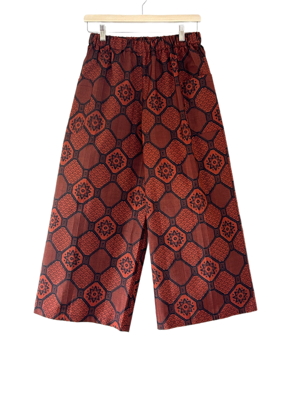 Upcycled Oshima Silk Kimono Pants- Large/Green